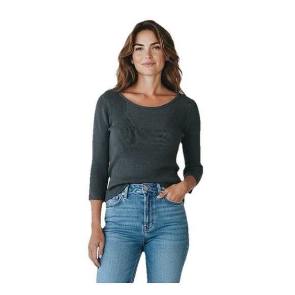 Marc by Marc Jacobs Sweater Wool & Silk Crop Women Medium Gray Plunge Open Back - Picture 1 of 16